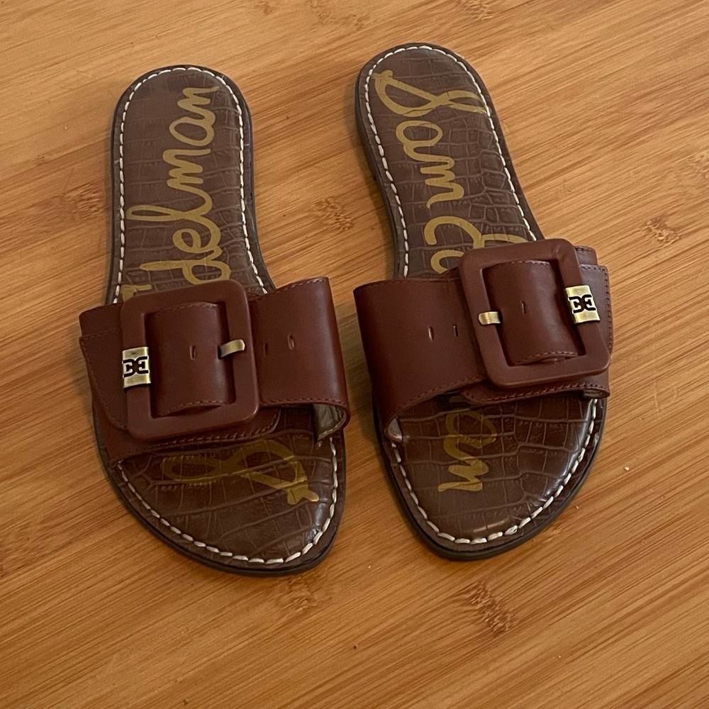 Sam Edelman Brown Slide Sandals with Buckle